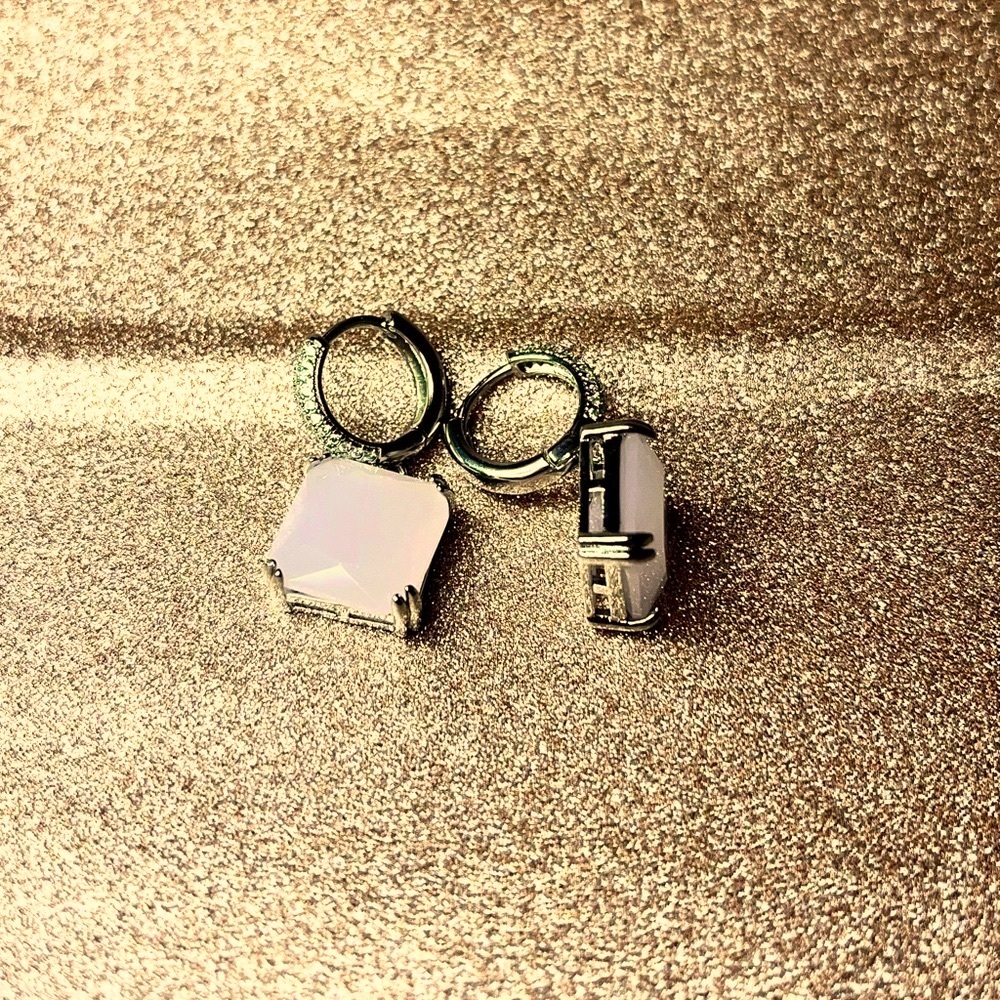 Sterling Silver Rose Quartz Square Earrings